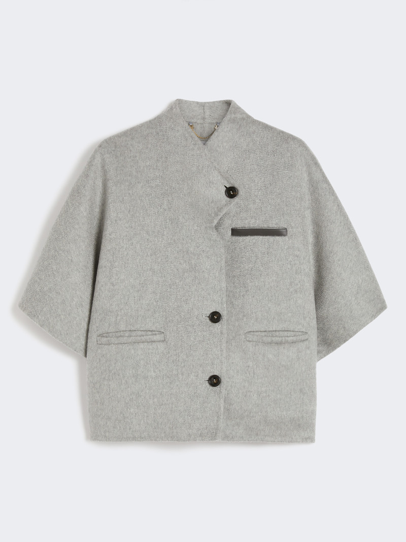 ANDALO Long cropped cape in cashmere drap 1