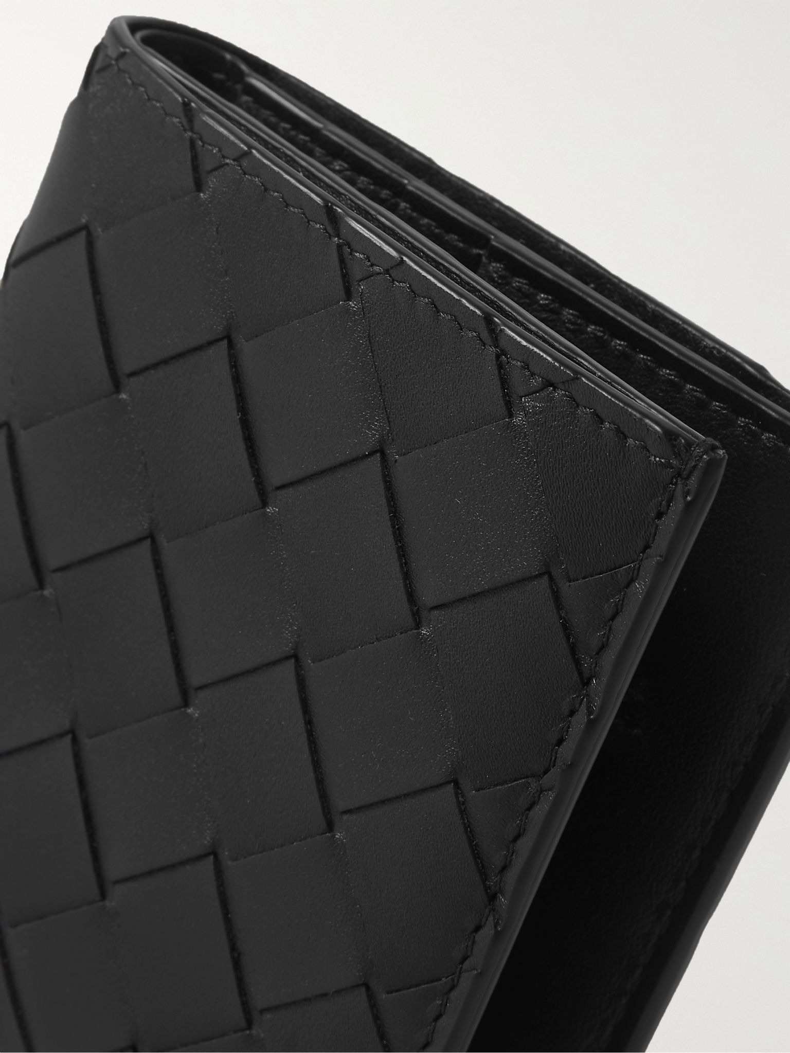Intrecciato Leather Billfold Wallet Black - 3