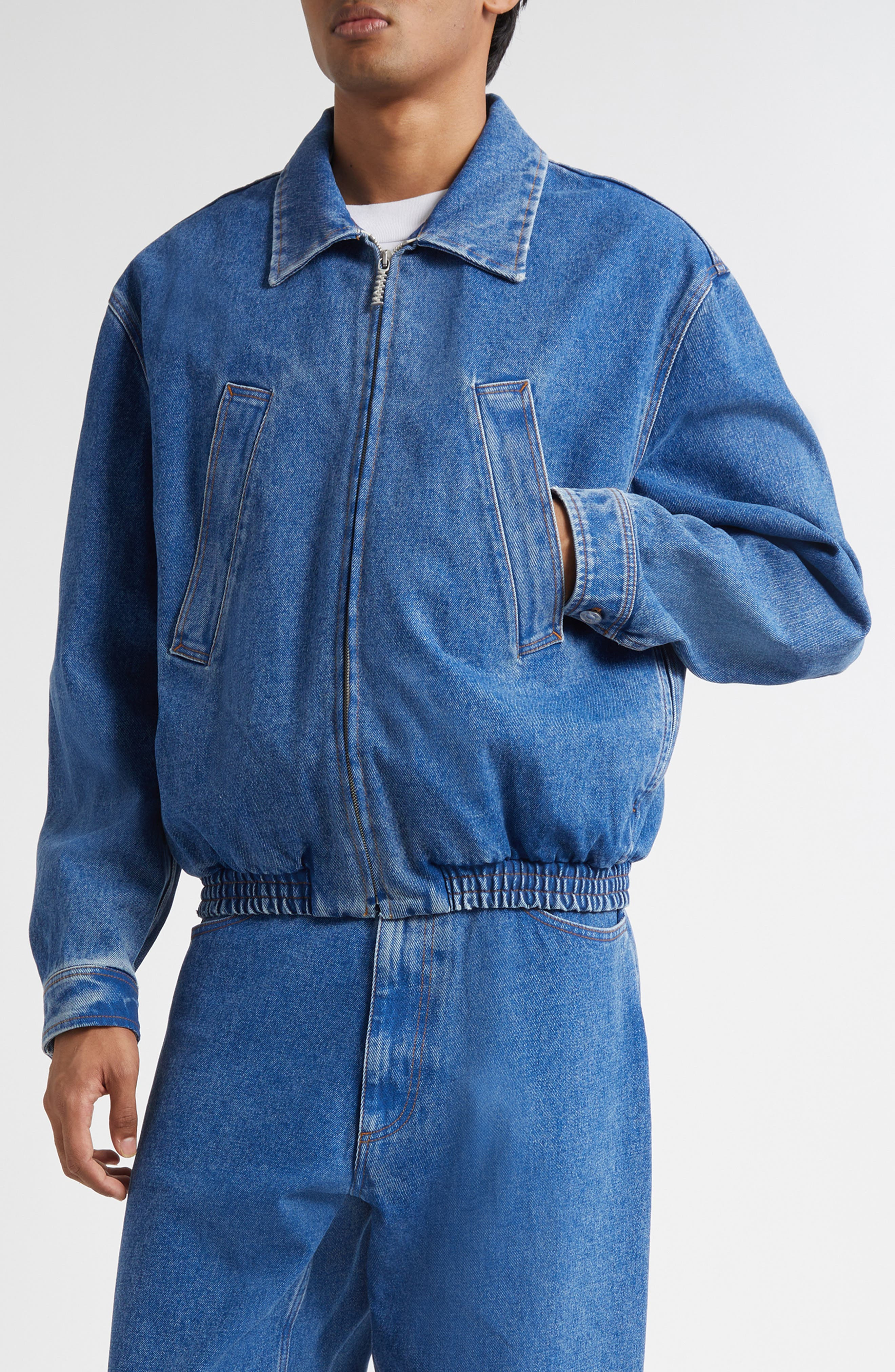 Marni Denim Bomber Jacket in Ocean at Nordstrom - 1