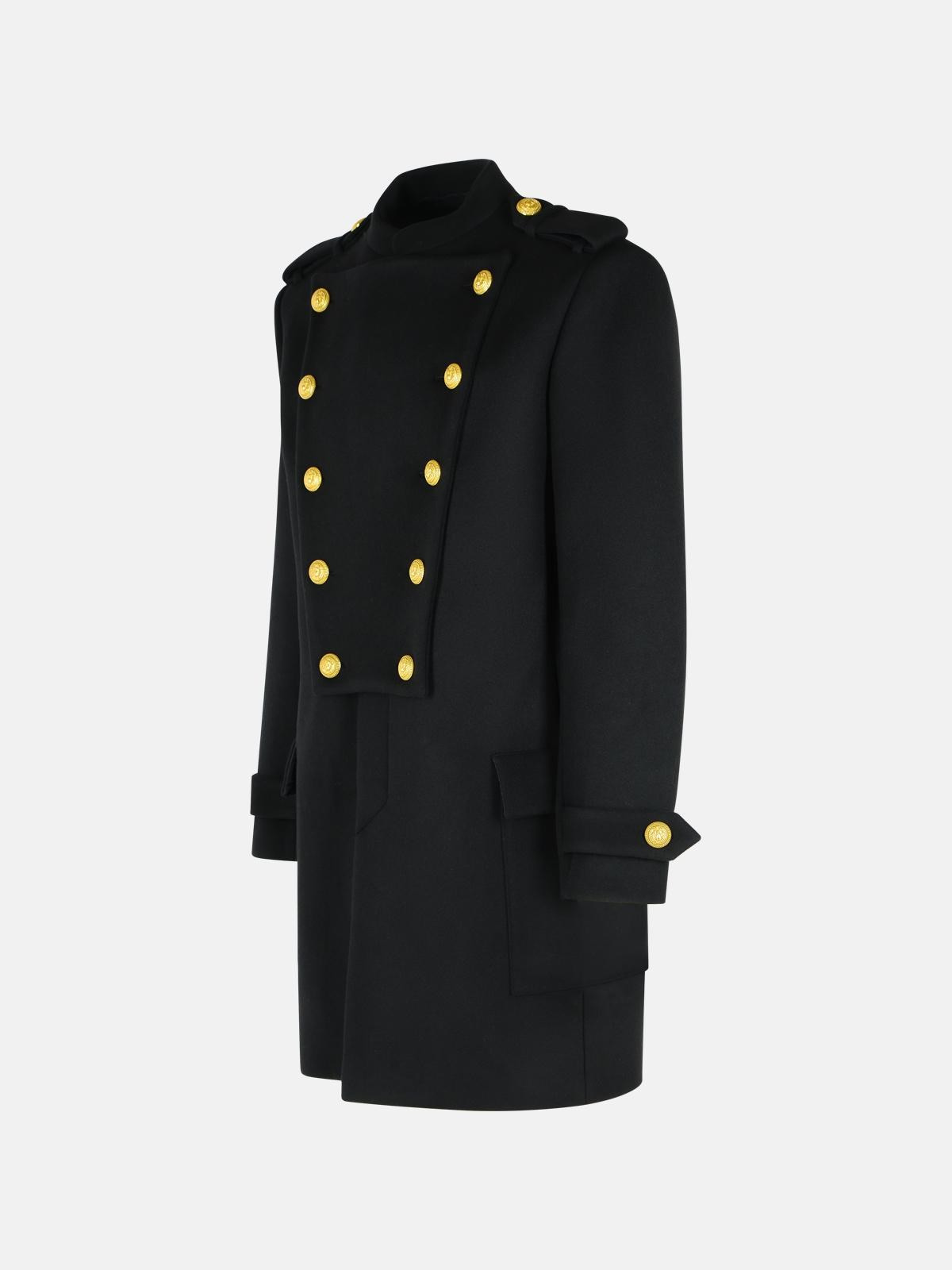BLACK WOOL AND CASHMERE COAT - 2
