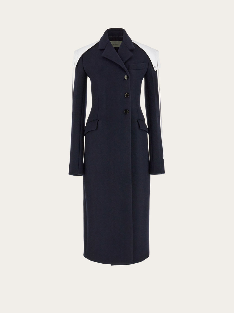 Wool coat with detachable hood - 1