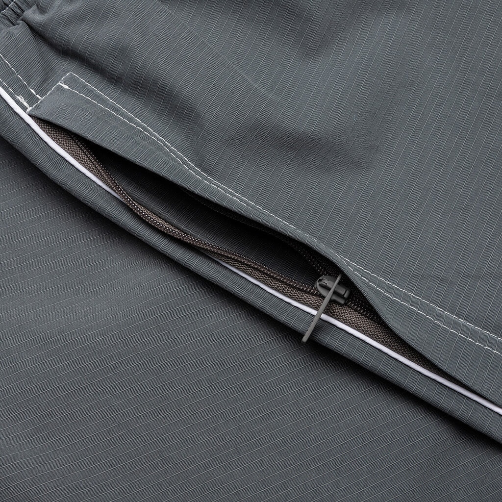CONTRAST WHITE STITCHING TRACK SHORTS - MED GREY - 4