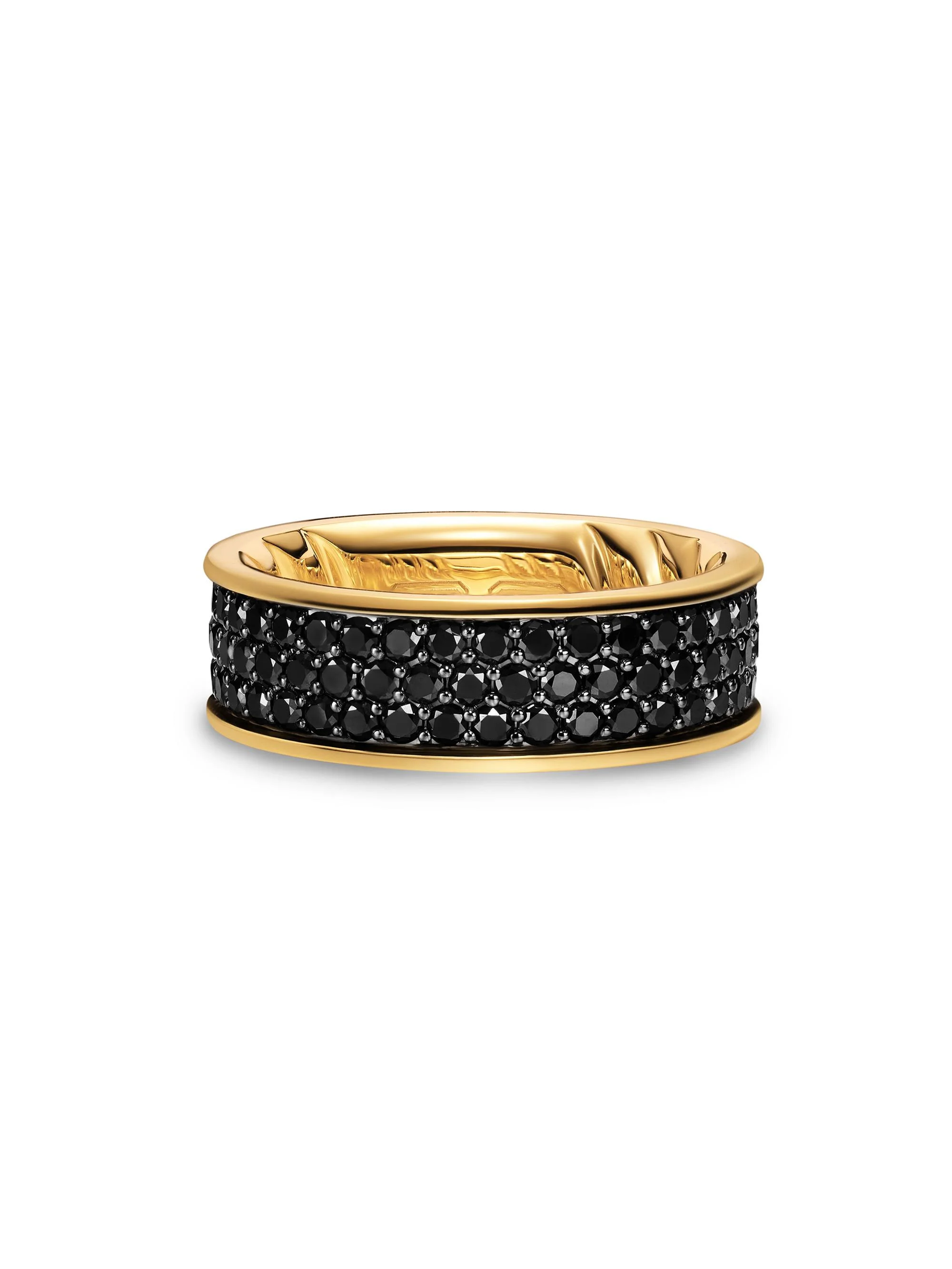 Men's Streamline Band Ring in 18K Yellow Gold - Black Diamond - 1