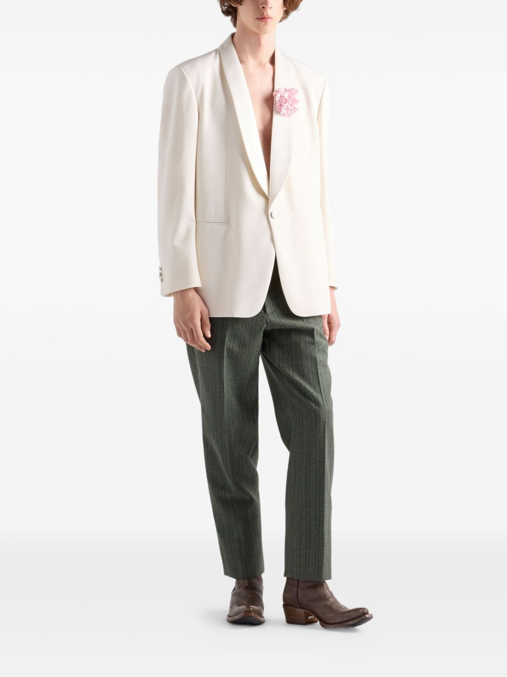 shawl-collar wool jacket - 2