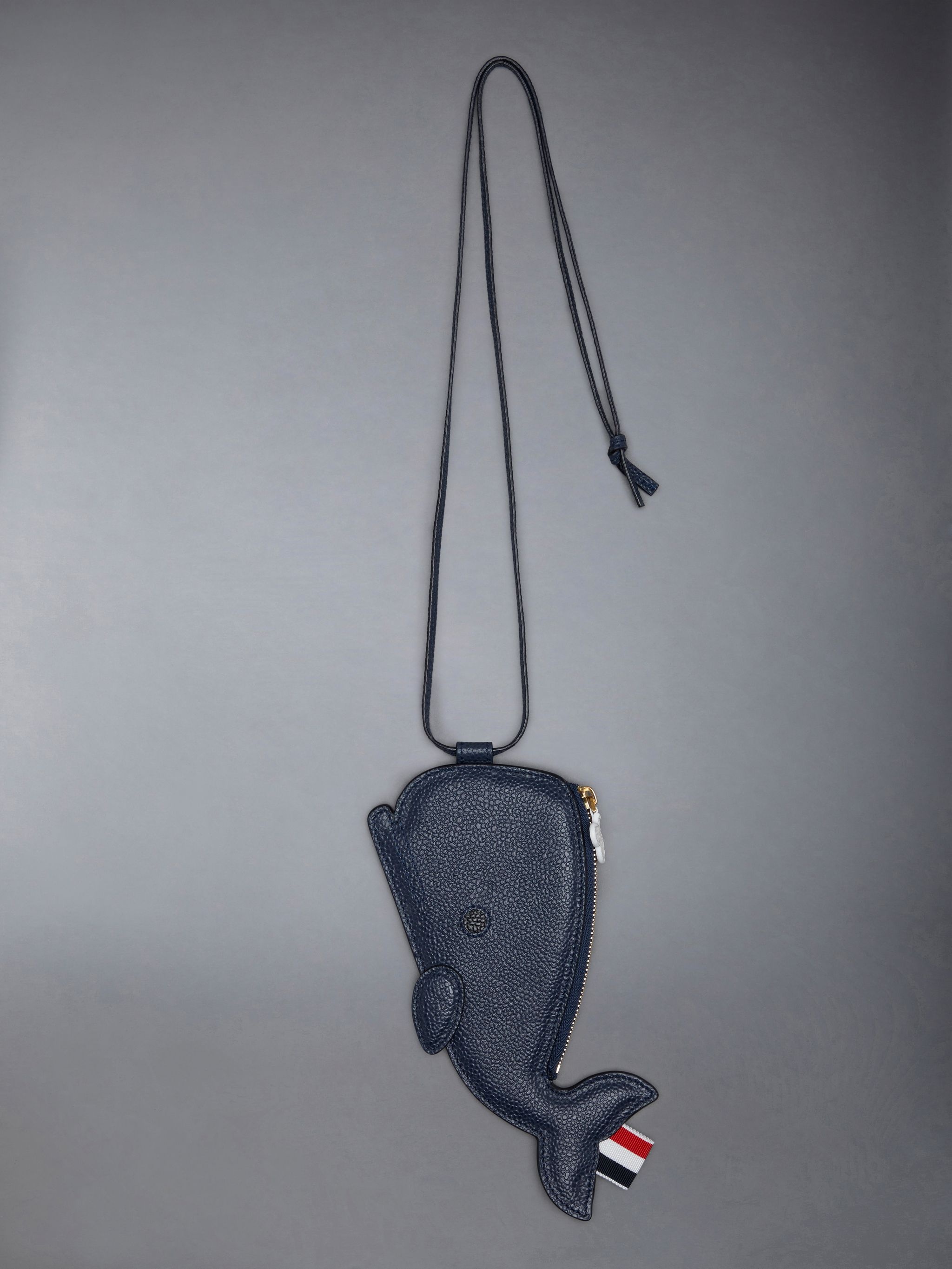 Pebble Grain Leather Mini Whale Zip Pouch - 1