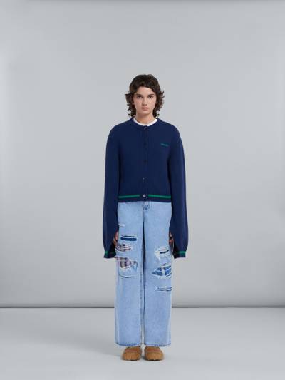 Marni WIDE TROUSERS IN LIGHT BLUE DENIM AND MOHAIR outlook