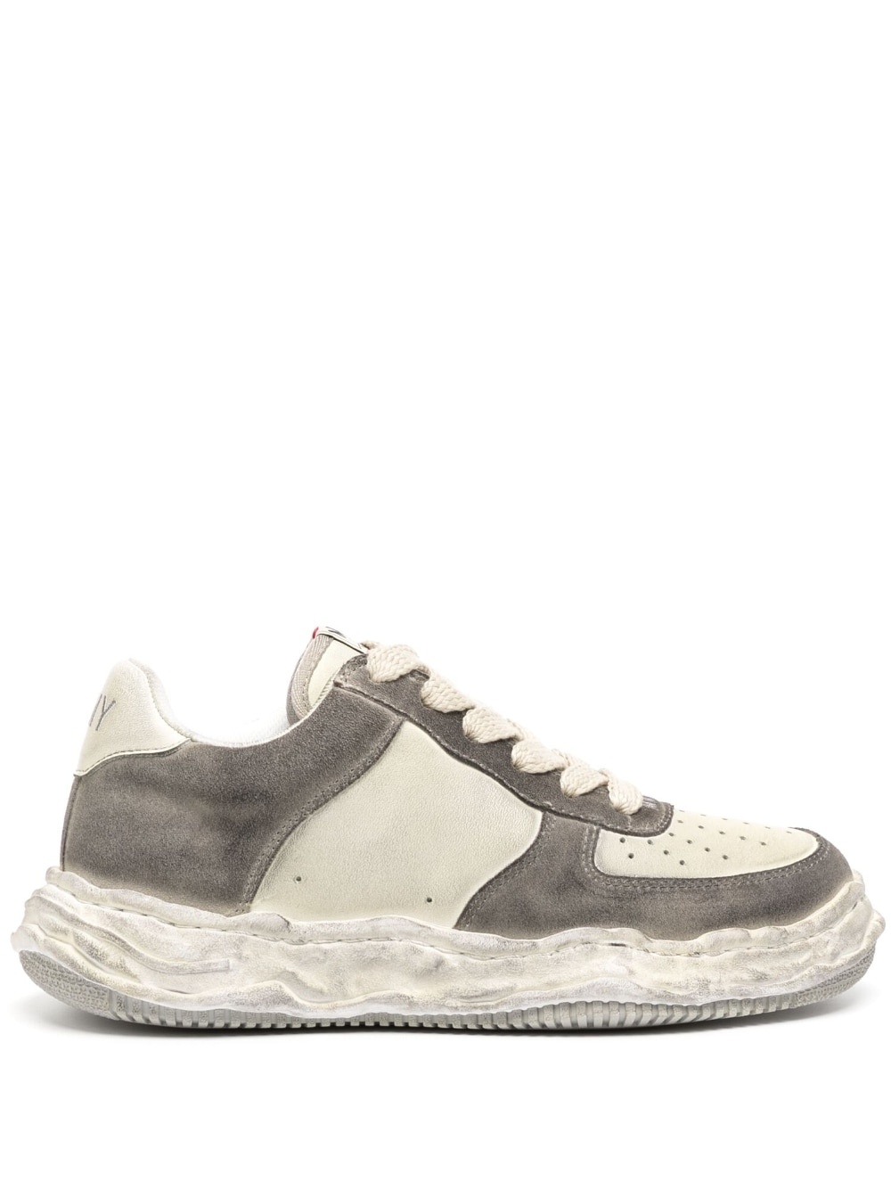 Wayne distressed-effect low-top leather sneakers - 1