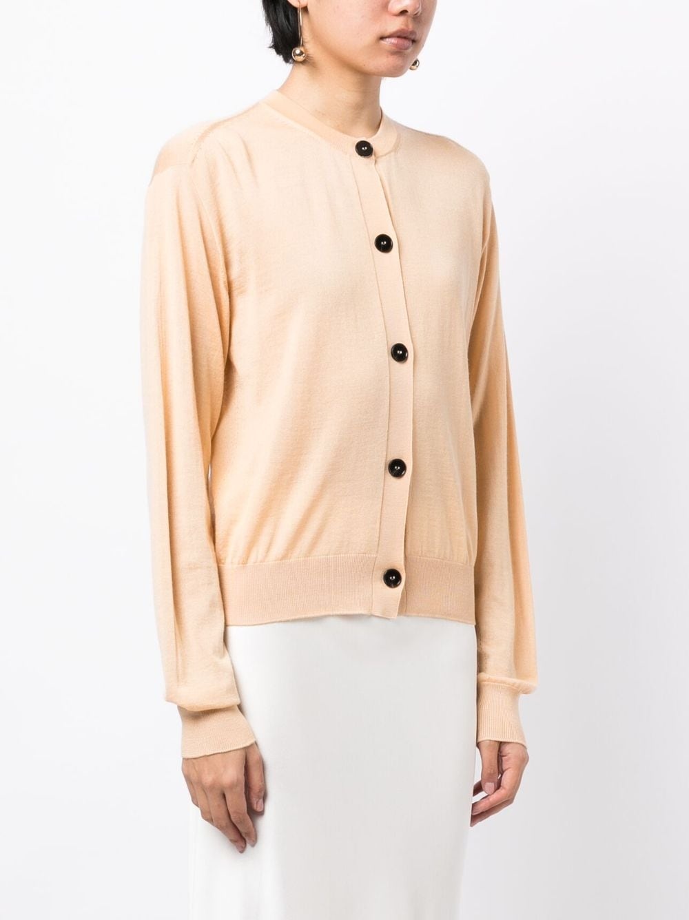 fine-knit crew-neck cardigan - 3