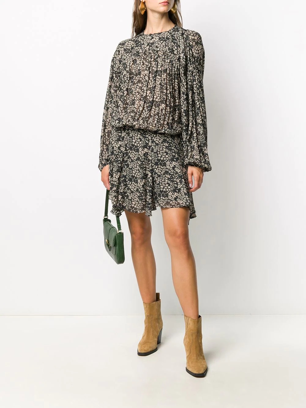 long-sleeved floral dress - 2