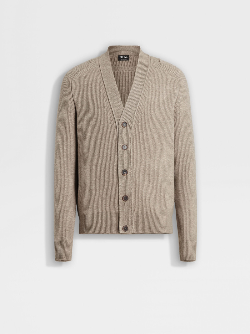 LIGHT TAUPE OASI CASHMERE CARDIGAN 1