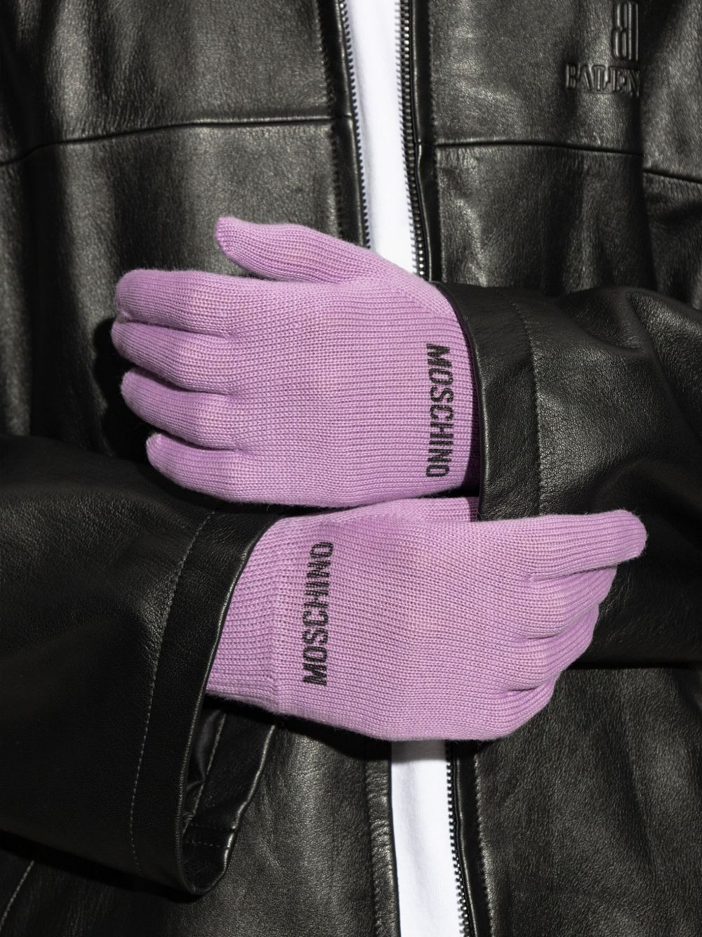 logo-embroidered ribbed gloves - 5