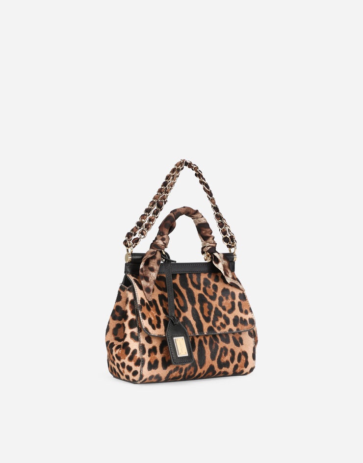 Small Sicily bag in leopard-print pony hair with scarf detail - 3