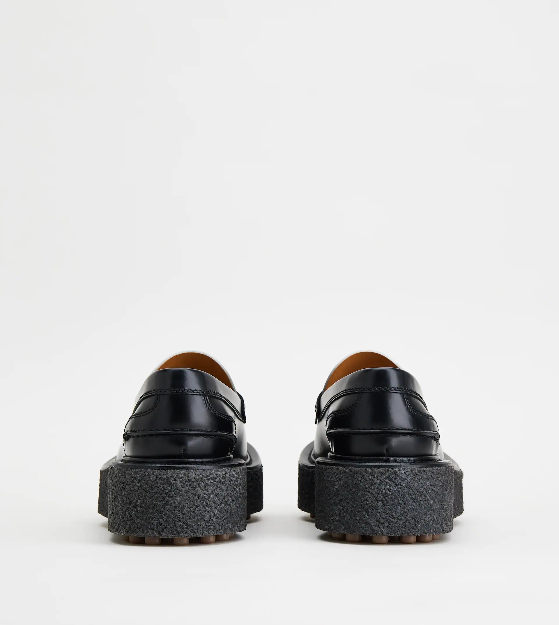 PLATFORM LOAFERS IN LEATHER - BLACK, WHITE - 3