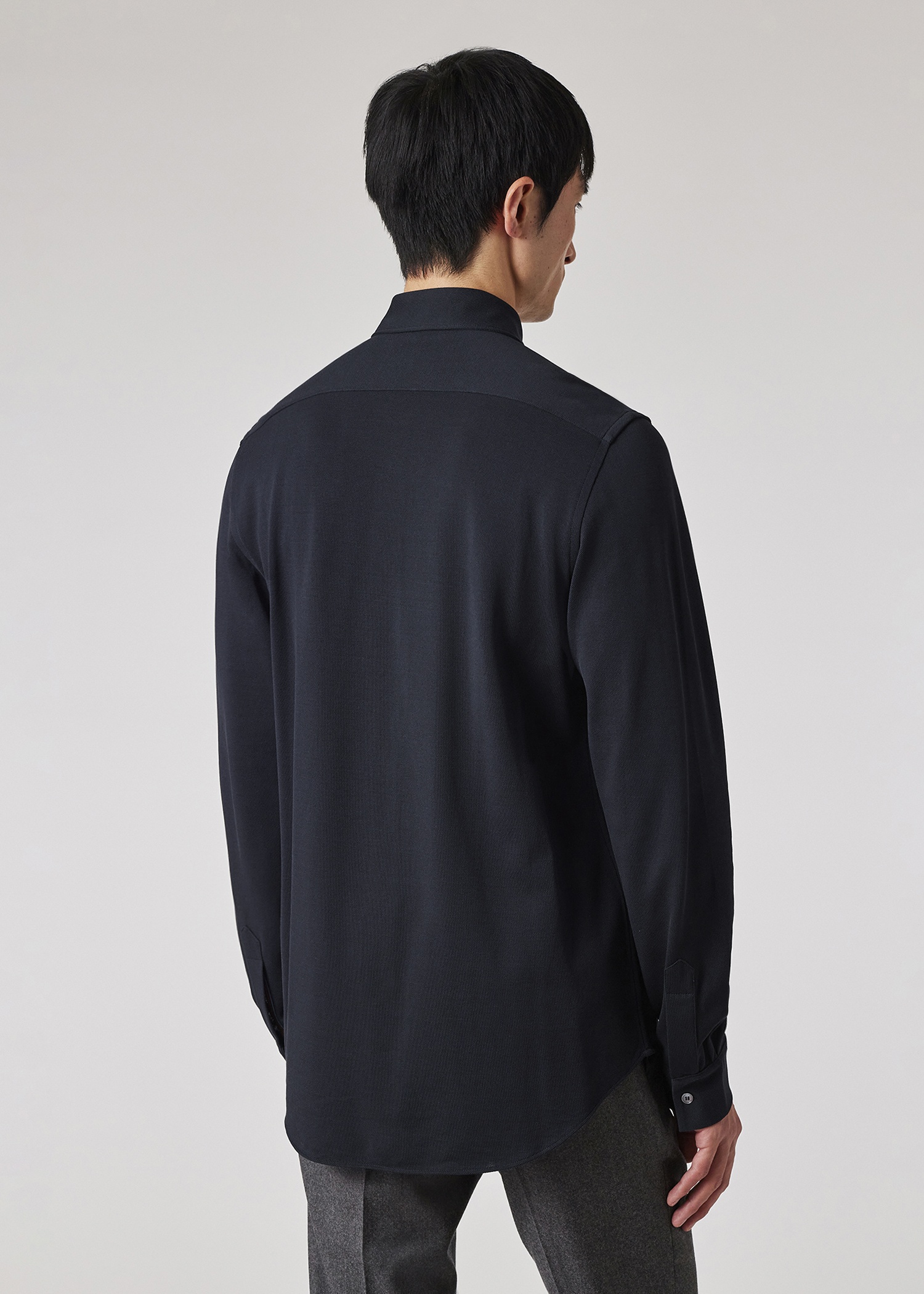 Navy Cotton Pique Shirt - 5