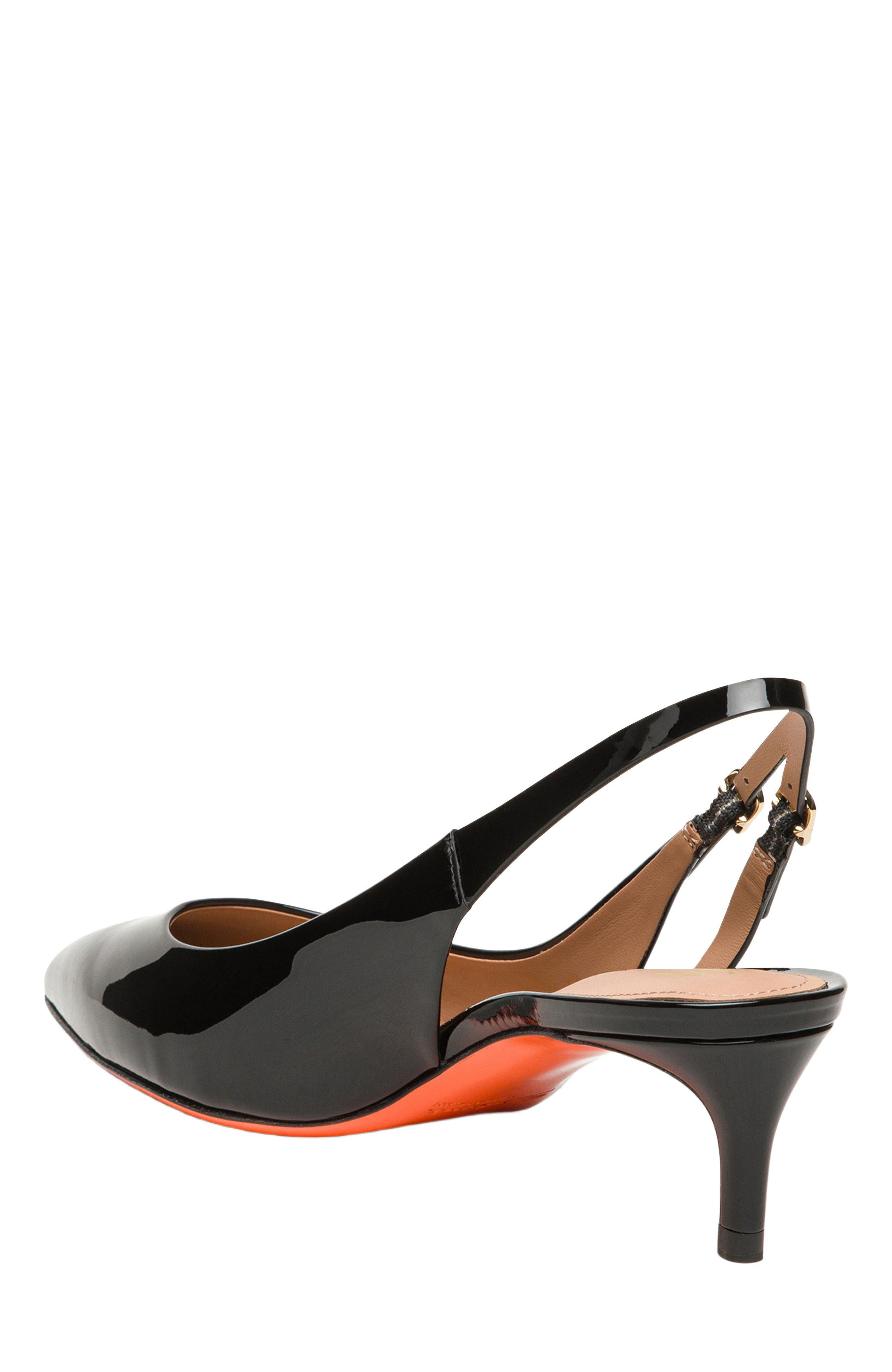 Santoni Women's patent leather mid-heel slingback in Black at Nordstrom - 4