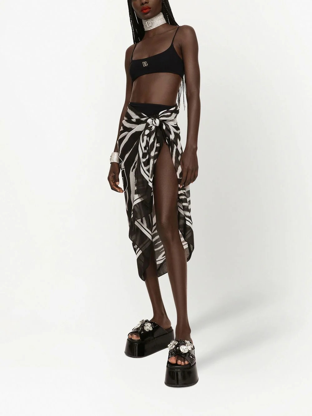 zebra-print sarong scarf - 2