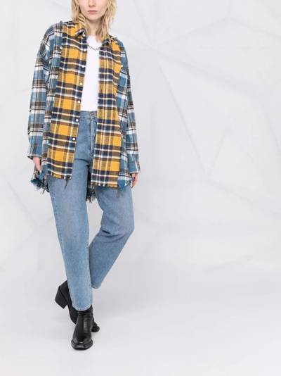 R13 plaid pattern panelled shirt outlook