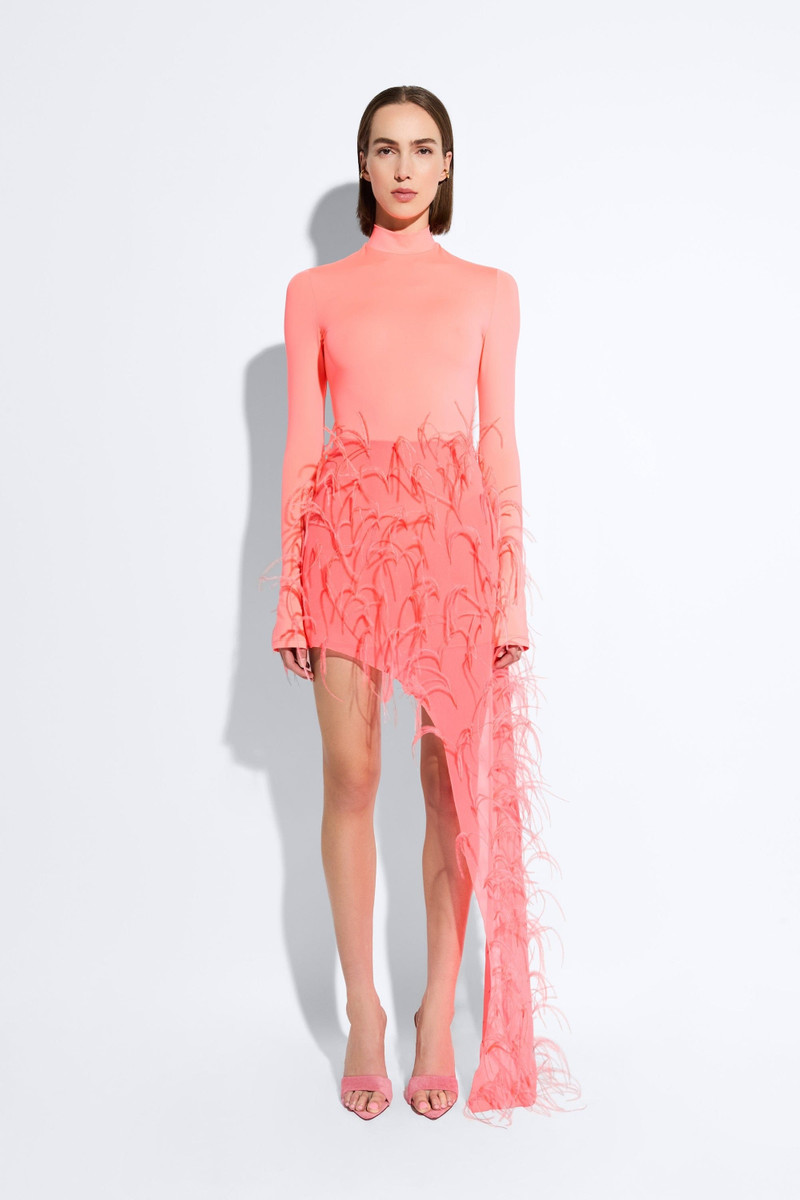 LAPOINTE Lightweight Georgette Skirt With Feathers outlook