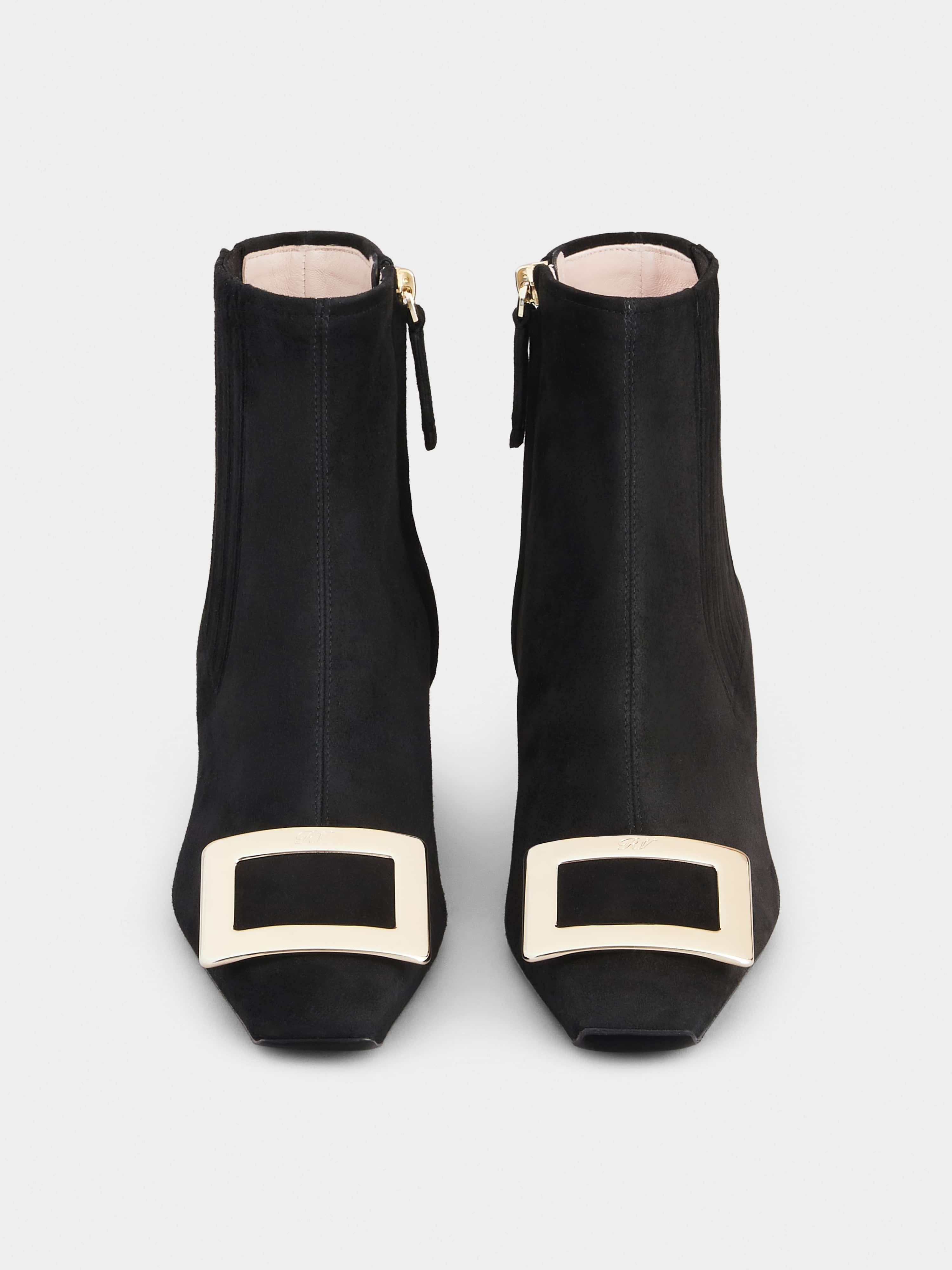 Belle Vivier Metal Buckle Chelsea Booties in Suede - 7