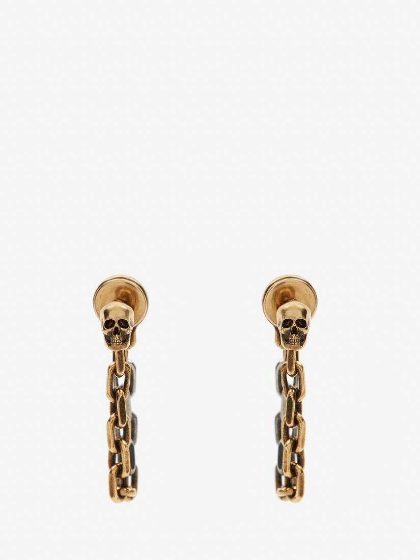 Women's Punk Stud Chain Earrings in Antique Silver - 3