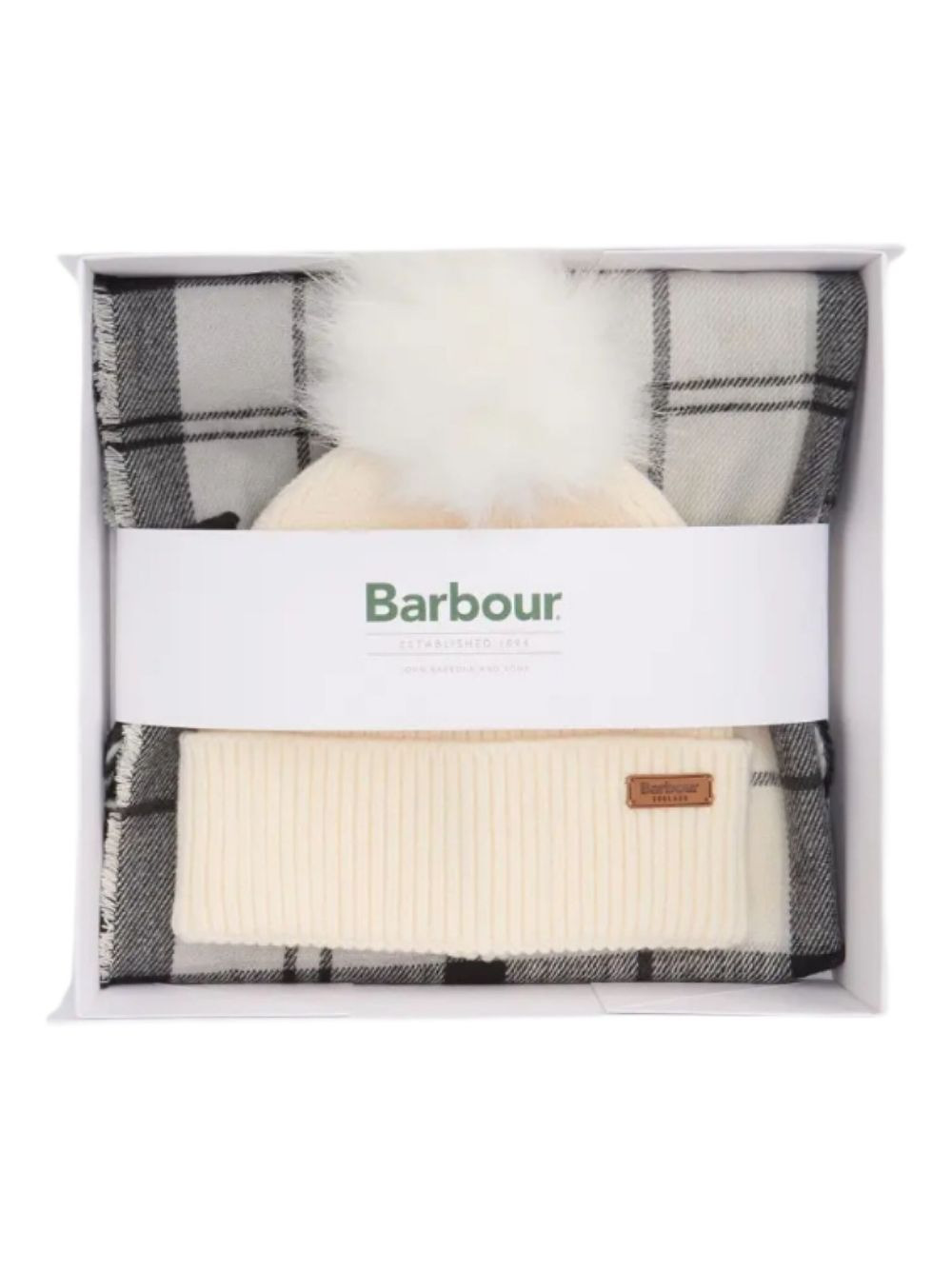 checked fringe-detail scarf set - 5