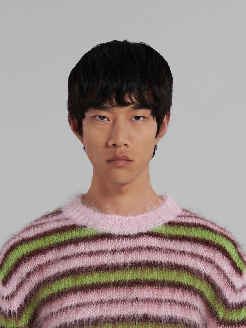 PINK STRIPED MOHAIR SWEATER - 4