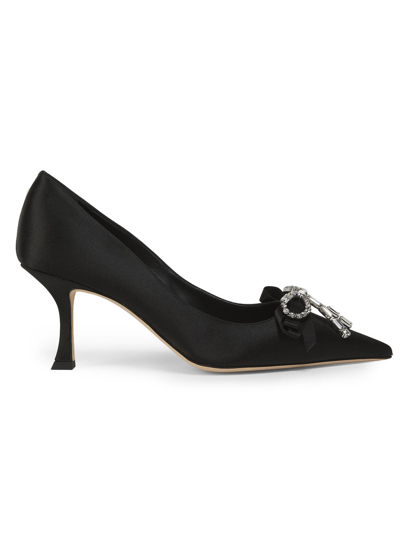 Women's Auria 70MM Crystal-Embellished Satin Pumps - Black Crystal 1