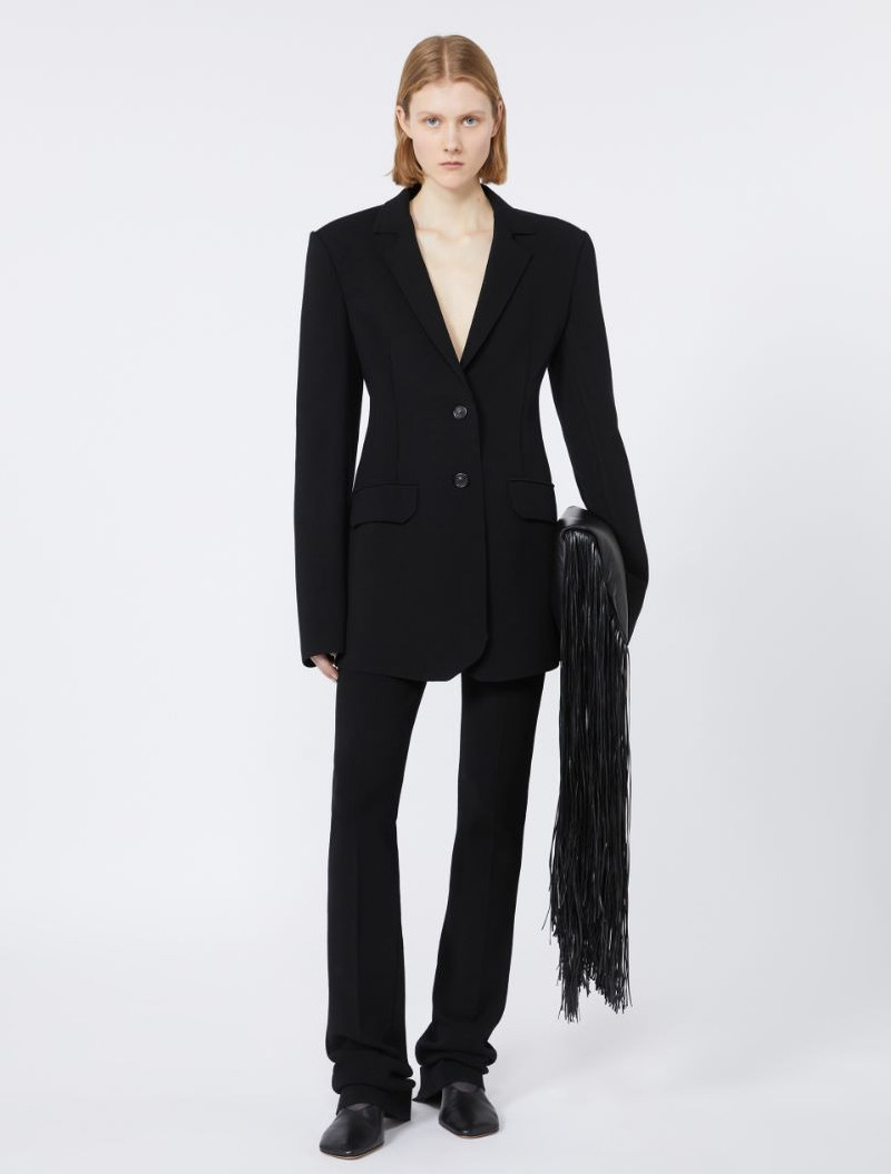 Sportmax Stretch viscose knit blazer - RUNWAY - BLACK outlook