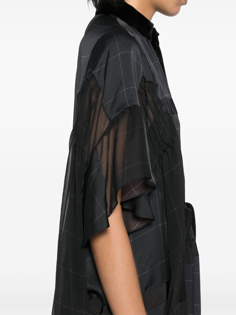 windowpane print dress - 5