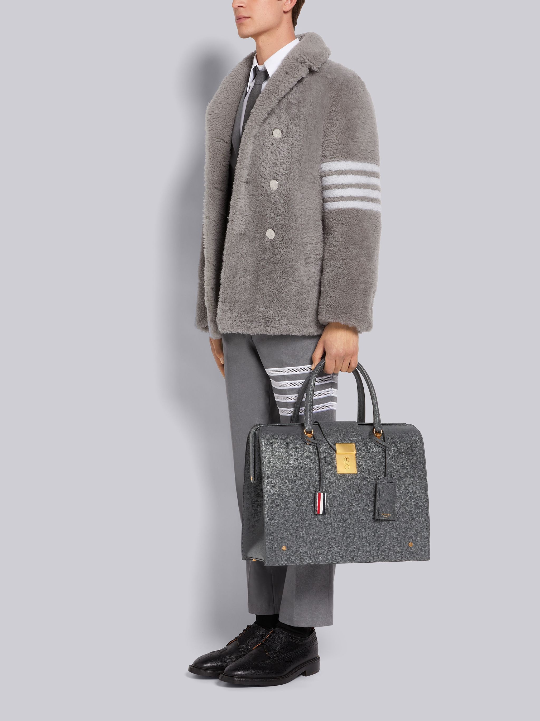Dark Grey Pebble Grain Leather Mr. Thom Bag - 6