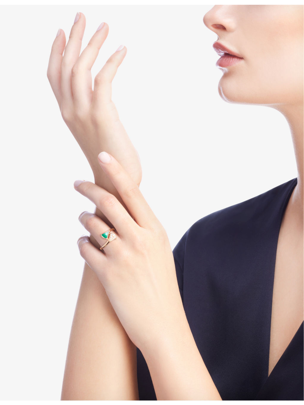 Divas Dream 18ct rose-gold, 0.08ct brilliant-cut diamond and malachite ring - 5