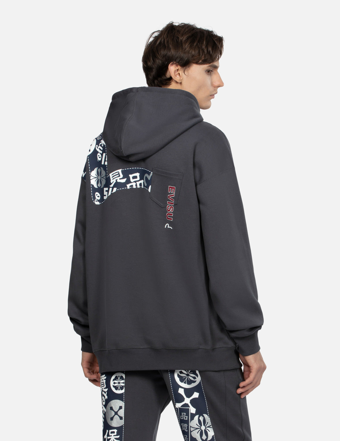 SEAGULL PRINT AND LOGO EMBROIDERY LOOSE FIT HOODIE - 7