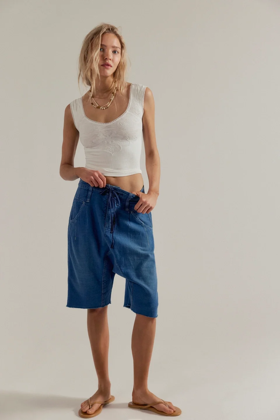 We The Free Sage Denim Harem Shorts - 1