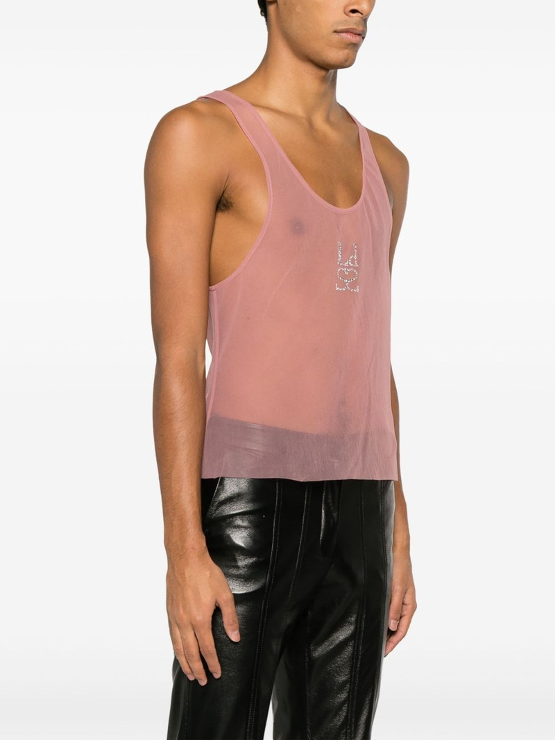 LUDOVIC DE SAINT SERNIN rhinestone-embellished sheer tank top outlook
