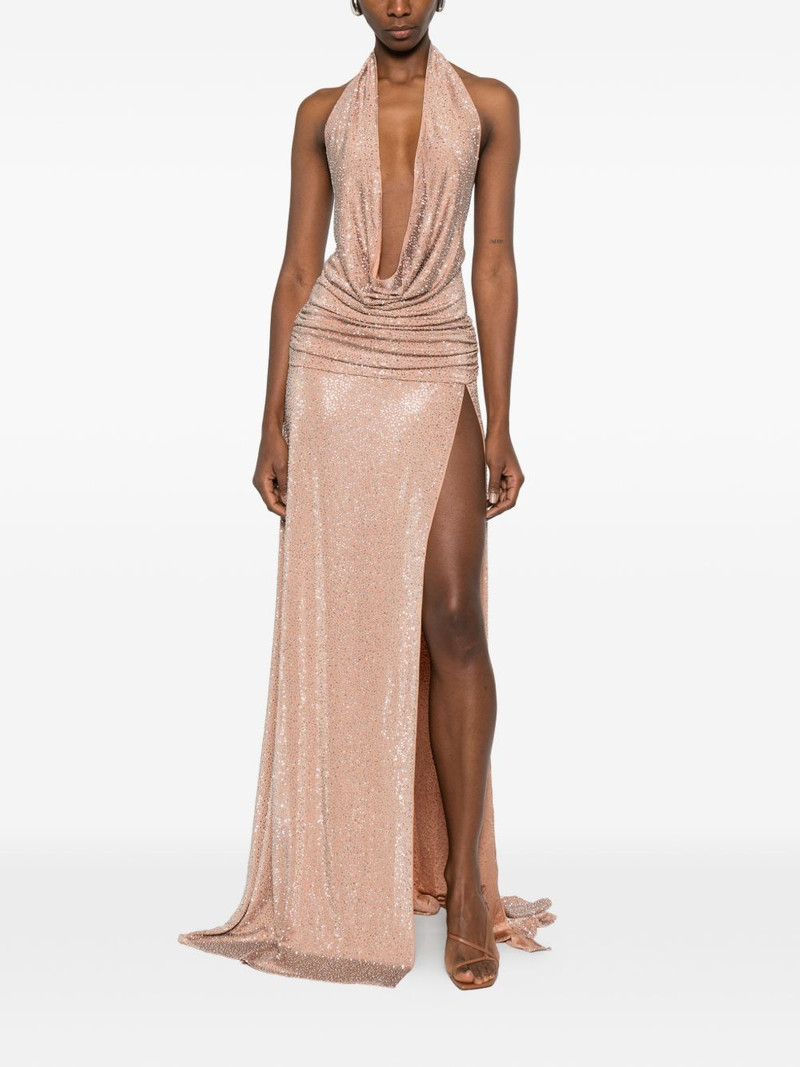 THE NEW ARRIVALS ILKYAZ OZEL Tanit In Chaos Magicka halter-neck embellished maxi dress outlook