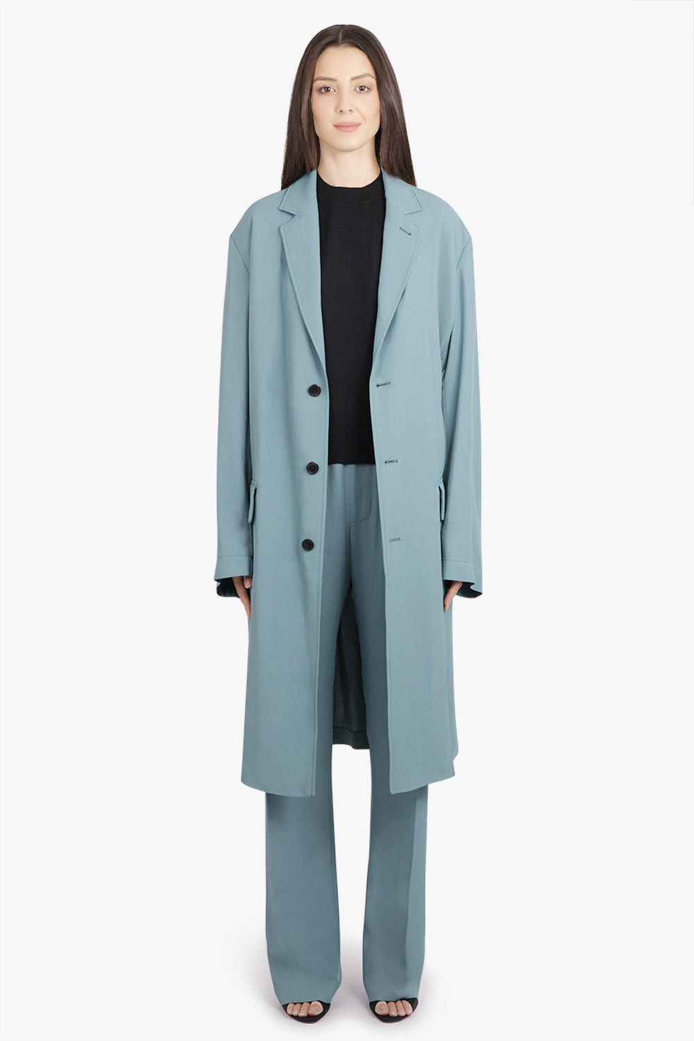 RINLEY RELAXED MID LENGTH COAT | TURQUOISE - 3