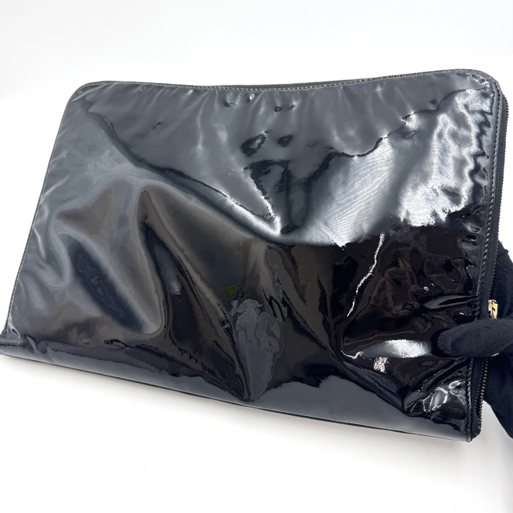 Chanel No.4 Black Patent Leather Big CC Clutch - 7