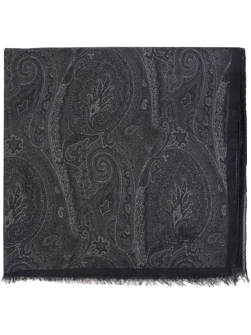 paisley-print frayed-edge scarf 1