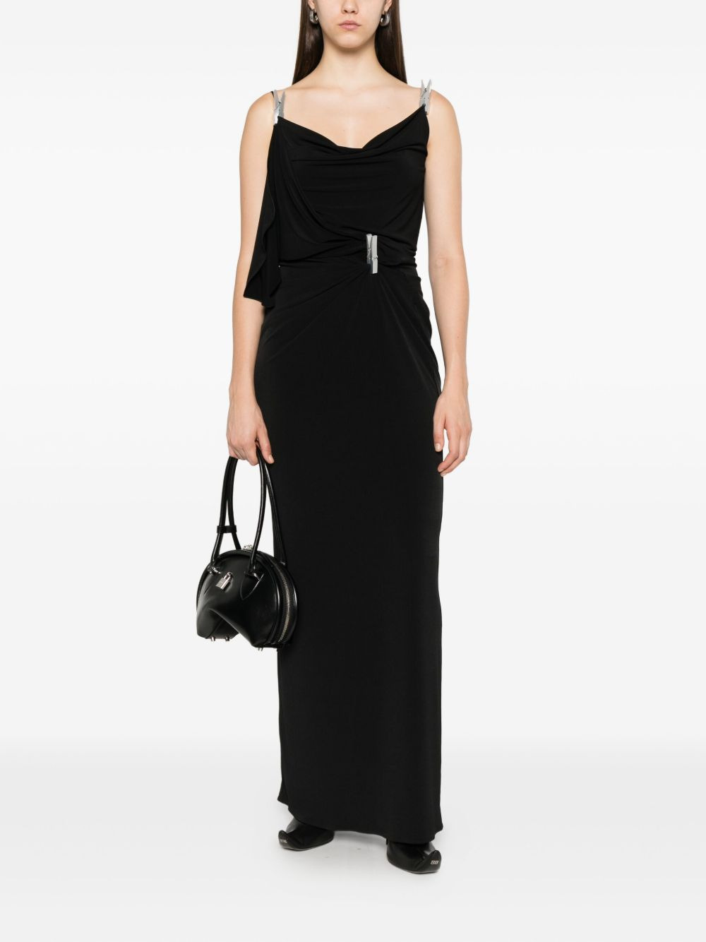 draped washing-clip evening dress - 2