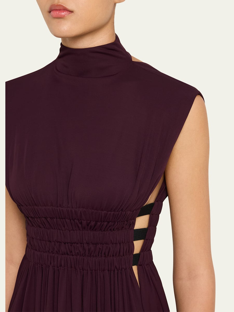 Mock-Neck Waist-Cutout Jersey Backless Mini Dress 5