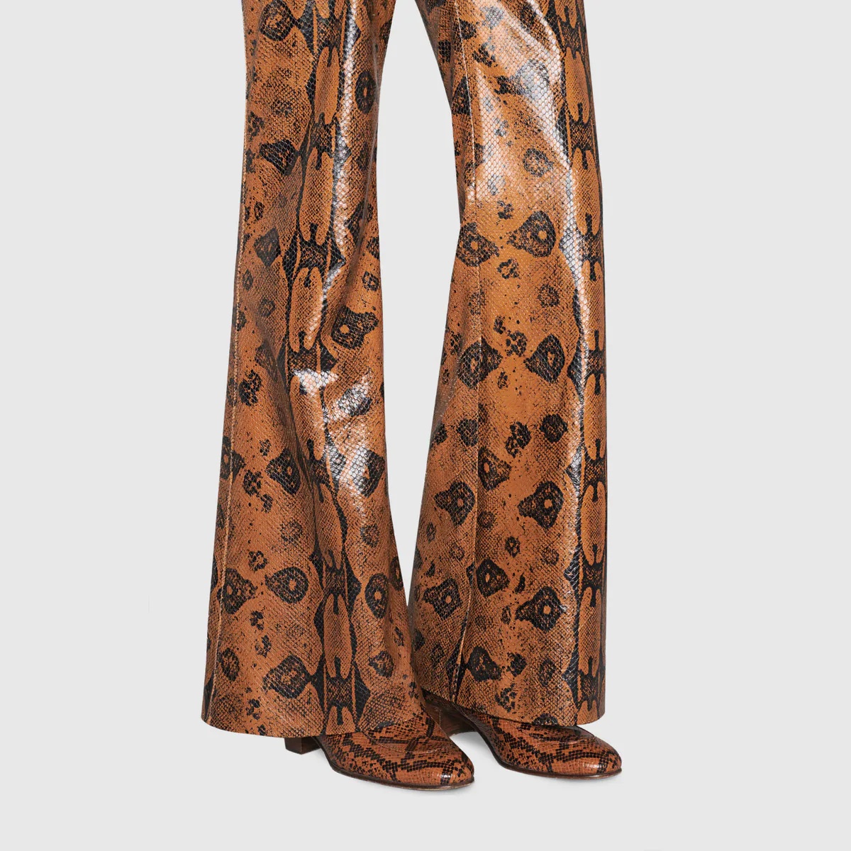 Boa print flared leather pant - 5