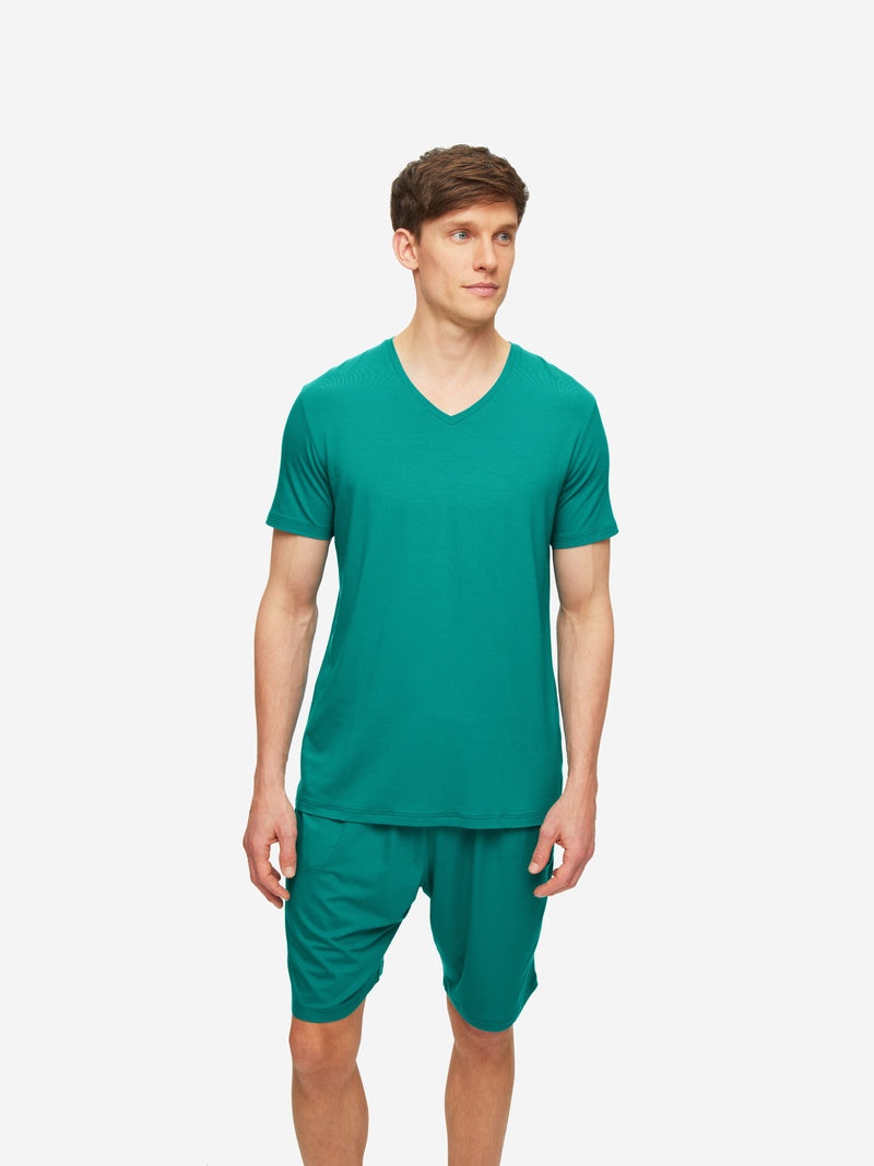 Men's V-Neck T-Shirt Basel Micro Modal Stretch Jungle Green - 5