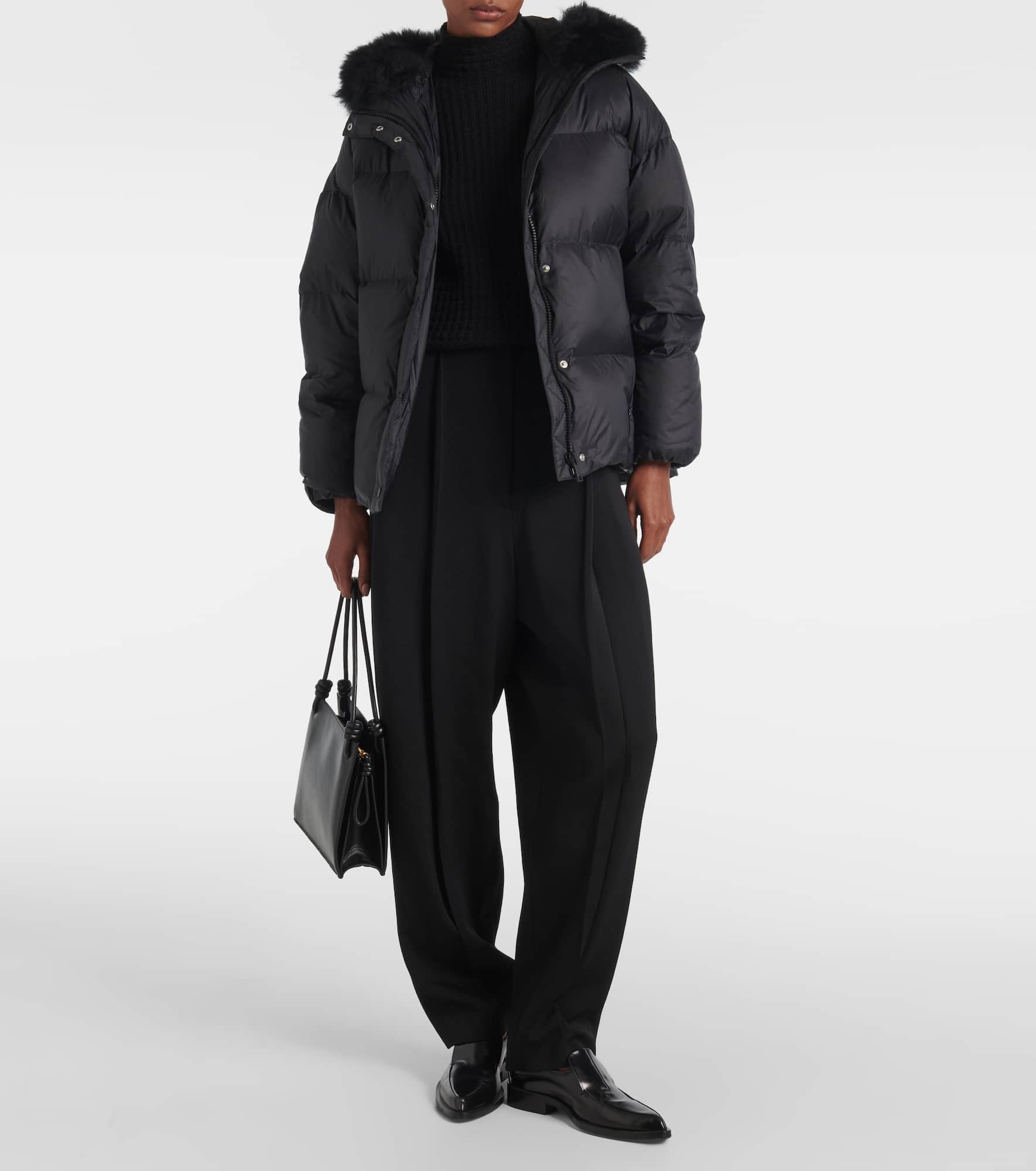 Shearling-trimmed down jacket - 2