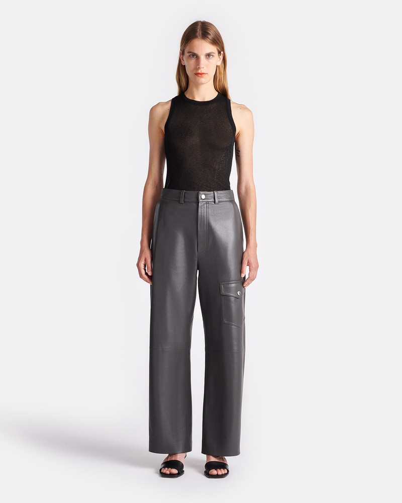 Regenerated Leather Barrel-Leg Pants - 1