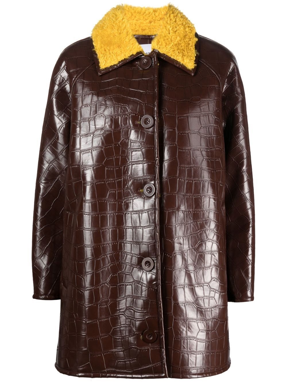 long-sleeve faux-leather jacket - 1