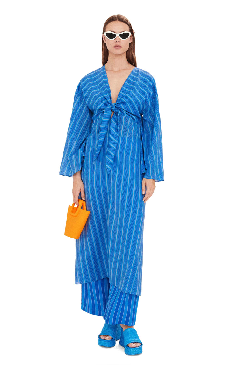 Sm X Mango Agua Dress In Blue Stripe 1