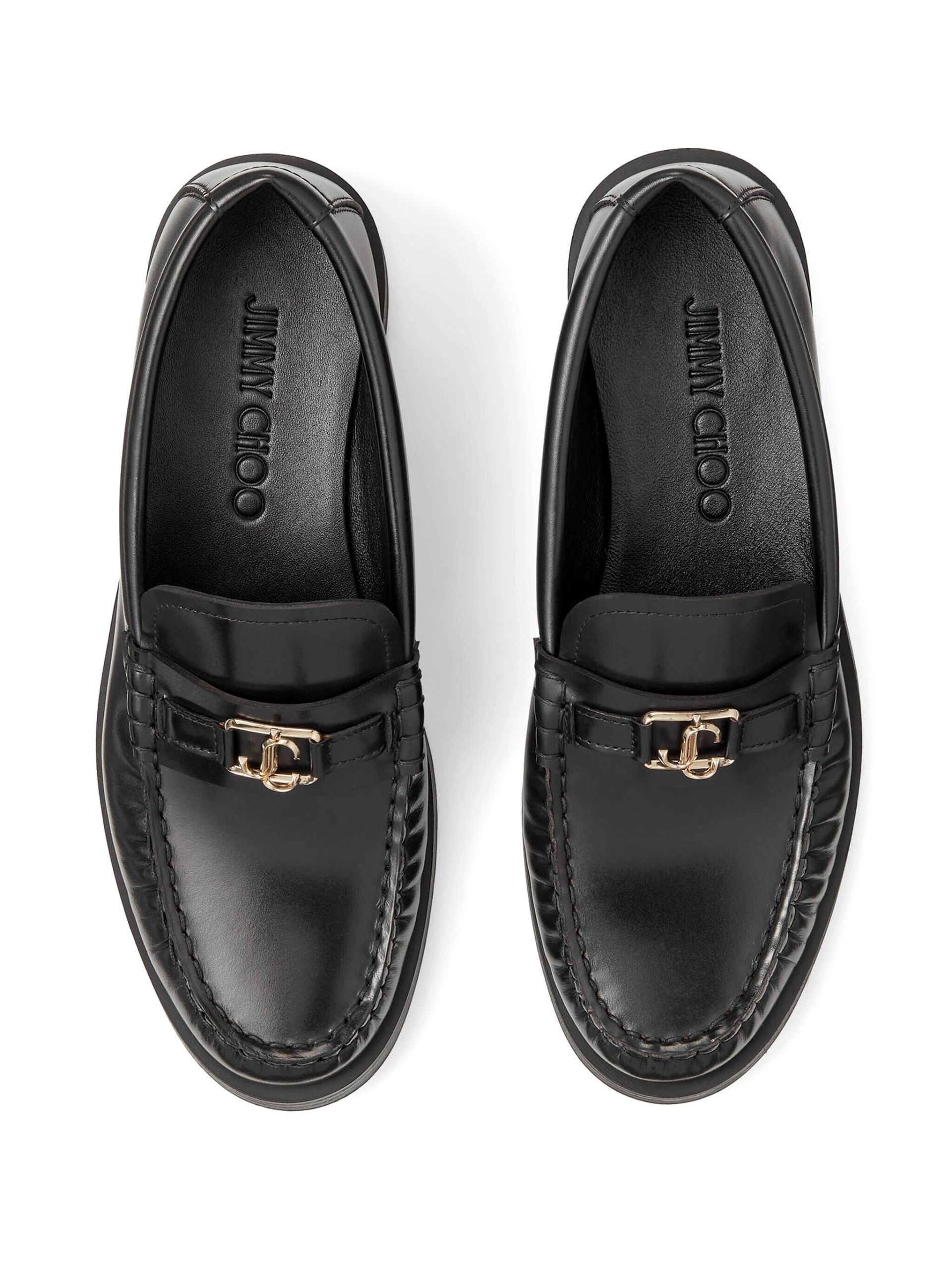 Black Addie Logo-Plaque Leather Loafers - 4