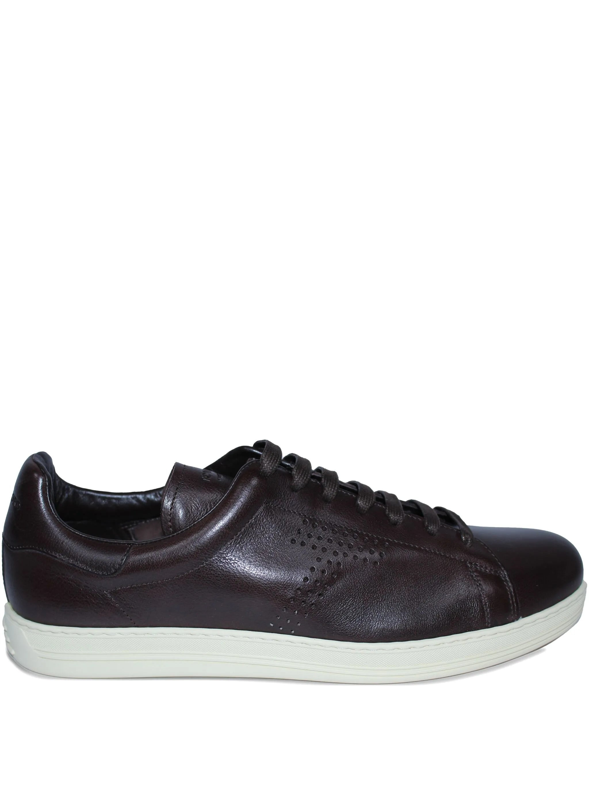 PERFORATED-DETAIL LEATHER SNEAKERS - 1