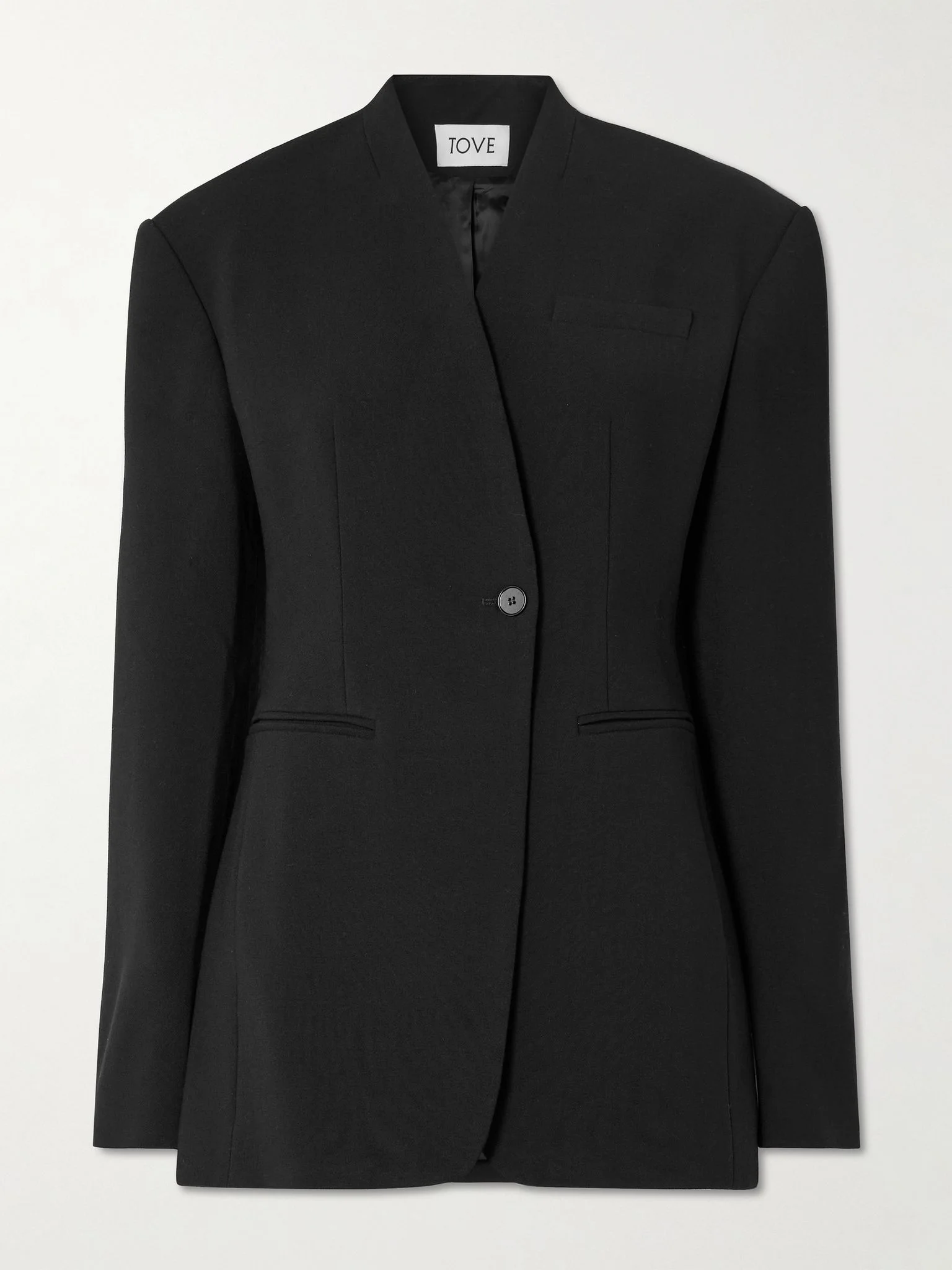 Aster asymmetric crepe blazer Black - 1