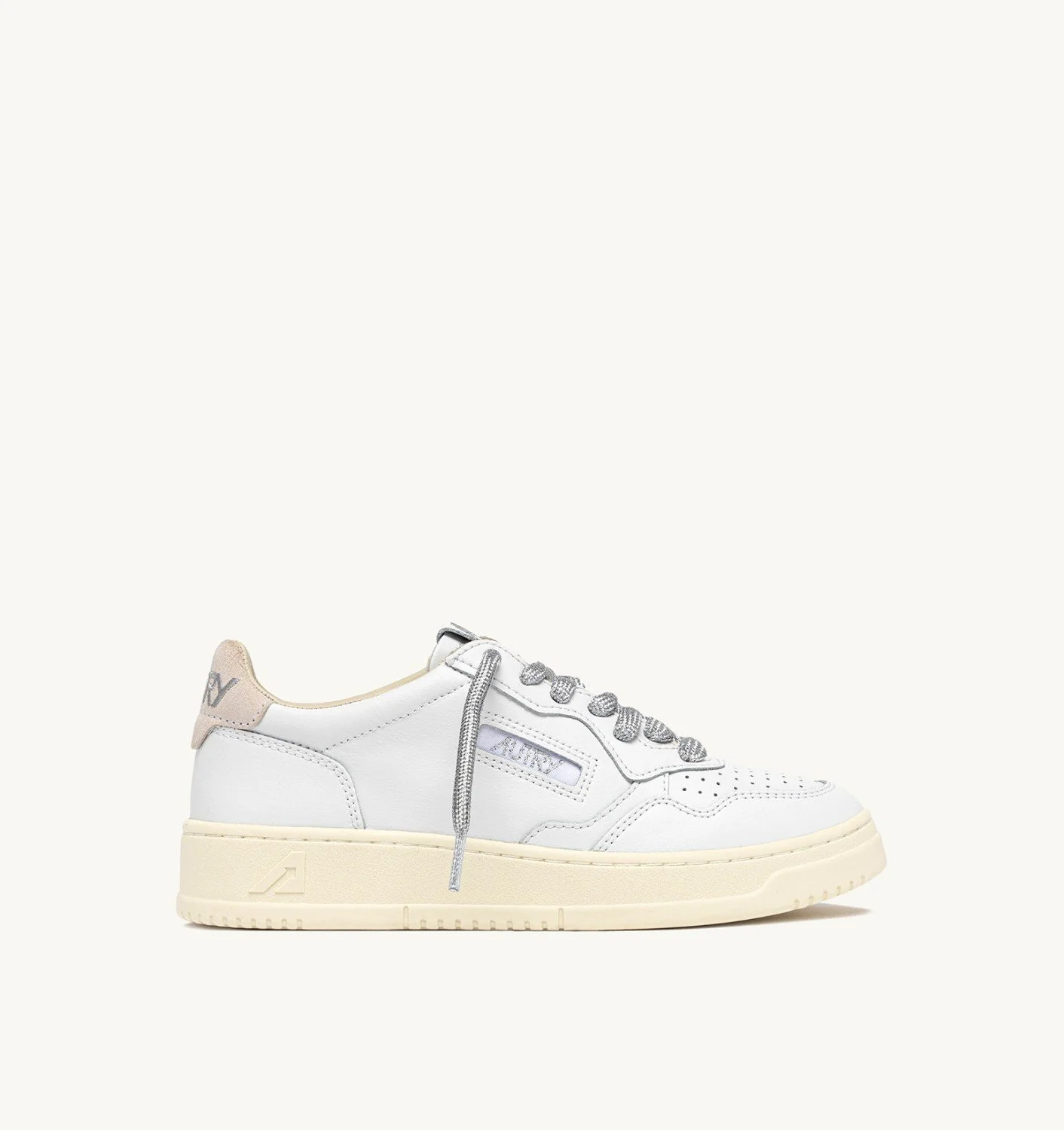 MEDALIST LOW SNEAKERS IN WHITE LEATHER WITH SILVER-TONE LUREX DETAILS - 1